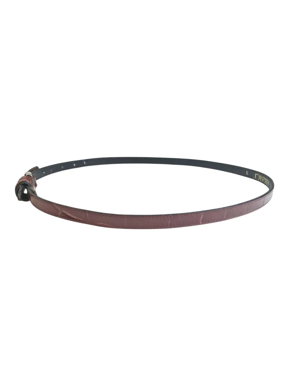 Set of 2 Wmn's Skinny Belts Joan & David Brn Alligator L & Another Line Inc Bk M